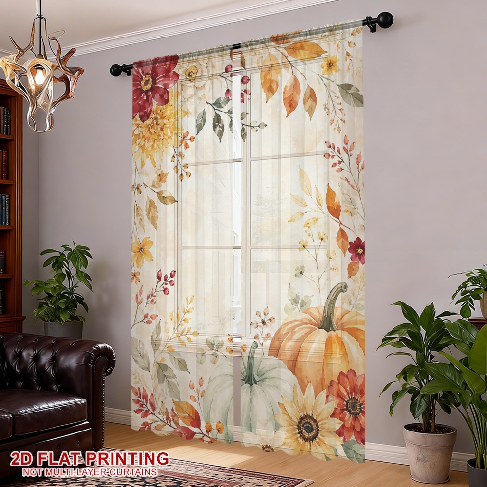 2PCS Tirai Tipis Musim Gugur T - Curtain Rods ulasan dan harga